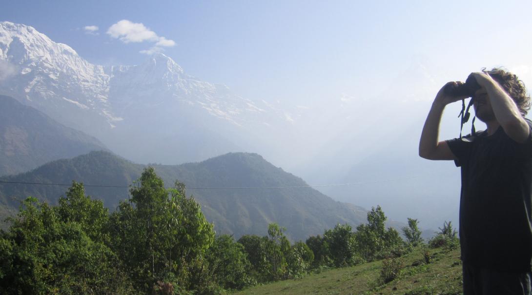 Volunteer in Nepal doing conservation work Conservation volunteer in Nepal in the field